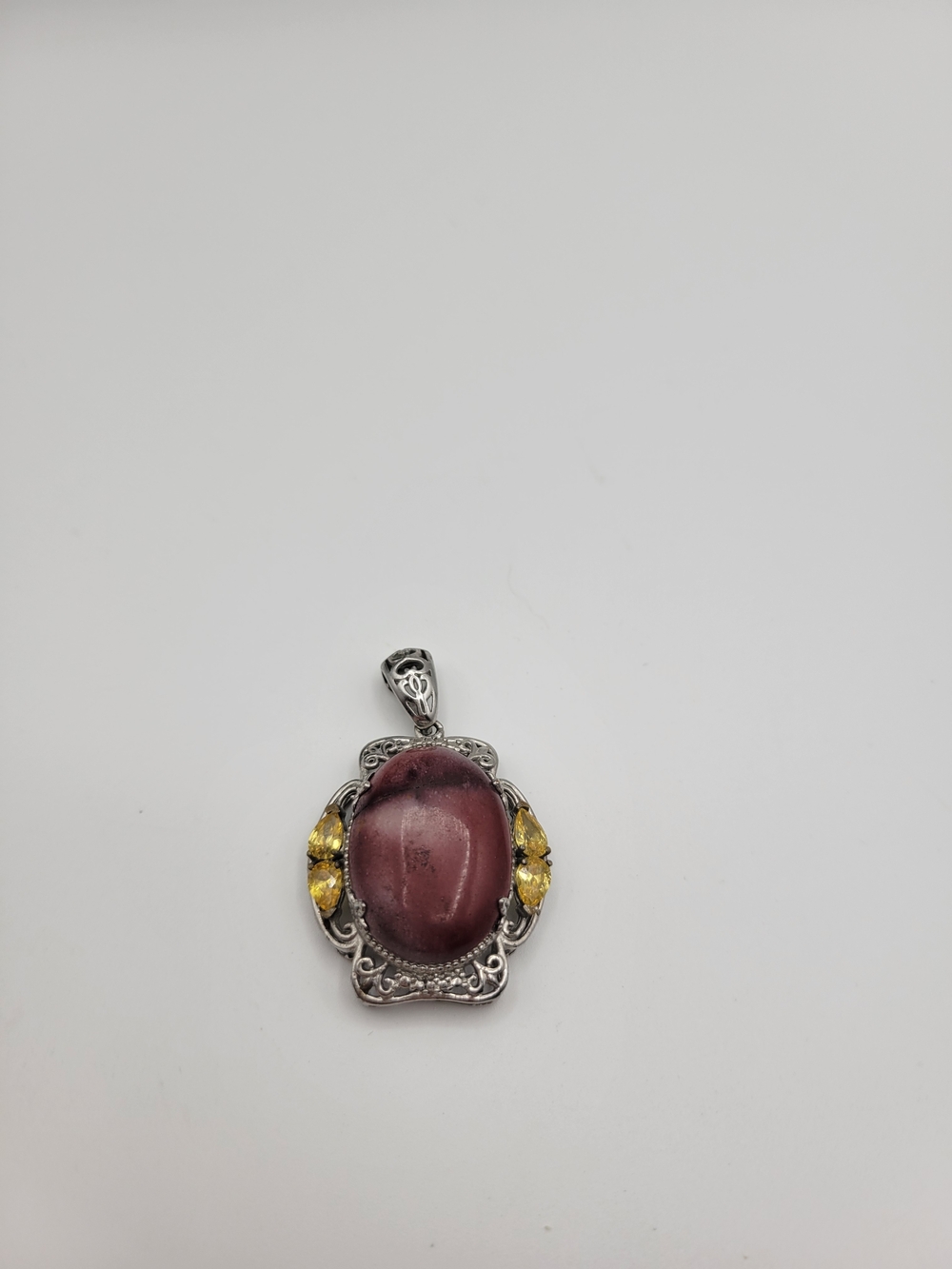 STS Karis Sterling silver Pink Rhodochrosite and citrine Necklace pendant